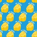 Seamless pattern of cute smile face cheese with text background.Food.Ingredient.Cartoon Royalty Free Stock Photo