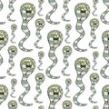 Seamless pattern with cute snakes. Snake. Cobra. Line icon. Vector illustration