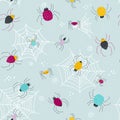 Seamless pattern with cute spiders. Vector illustrations Royalty Free Stock Photo