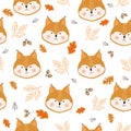 Seamless pattern cute squirrel face,children`s print on clothes.Vector illustration