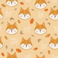 Seamless pattern cute squirrel face, vector illustration