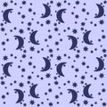 Abstract samless pattern, cute stars on a light blue background