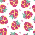 Seamless pattern with cute strawberry