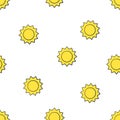Seamless pattern with cute suns with triangular rays