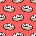 Seamless pattern with cute sweets Donut