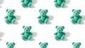 Seamless Pattern of Cute Teal Teddy Bears on White Background Royalty Free Stock Photo