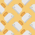 seamless pattern with cute toaster and toast cartoon style. Home appliances theme toaster cartoon seamless pattern background