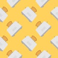 seamless pattern with cute toaster and toast cartoon style. Home appliances theme toaster cartoon seamless pattern background