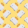 seamless pattern with cute toaster and toast cartoon style. Home appliances theme toaster cartoon seamless pattern background