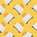 seamless pattern with cute toaster and toast cartoon style. Home appliances theme toaster cartoon seamless pattern background