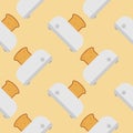 seamless pattern with cute toaster and toast cartoon style. Home appliances theme toaster cartoon seamless pattern background