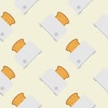 seamless pattern with cute toaster and toast cartoon style. Home appliances theme toaster cartoon seamless pattern background