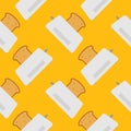 seamless pattern with cute toaster and toast cartoon style. Home appliances theme toaster cartoon seamless pattern background