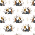 Seamless pattern with cute toucan. Vector illustrations