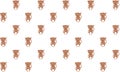 Seamless pattern of cute toy spider monkeys of light brown color with ruddy pink cheeks on a white background. Royalty Free Stock Photo