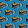 Seamless pattern with cute tropical fish clowns Royalty Free Stock Photo