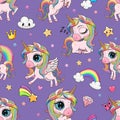 Seamless Pattern with cute unicorns Royalty Free Stock Photo