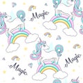 Seamless pattern with cute unicorns.
