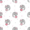 Seamless pattern with cute watercolor circus elephants.