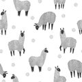 Seamless pattern with cute watercolor llama.