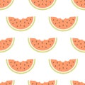 Seamless pattern with cute watermelon slices. Fruits seamless pattern. Vector illustration in flat style