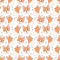 Seamless pattern with Cute welsh corgi