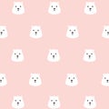 Seamless pattern cute white bear in pink background Royalty Free Stock Photo