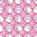 Seamless pattern with cute white cats