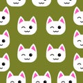 Seamless pattern cute white face cat Royalty Free Stock Photo