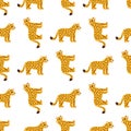 Seamless pattern with cute wild leopards or cheetahs