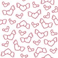 Seamless pattern with cute winged hearts. Valentine`s Day backgr