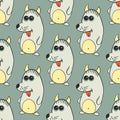 Seamless pattern with cute wolves. Wolf. Cute funny monster. Halloween style. Vector illustration