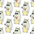 Seamless pattern with cute wolves. Wolf. Cute funny monster. Halloween style. Vector illustration