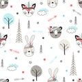 Seamless pattern with tribal animals