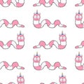 Seamless pattern cute worm cartoon hand drawn style.