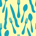 Seamless pattern cutlery spoon fork knife. vector illustration