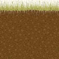 Seamless pattern of cutting the soil with grass and roots.