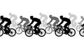 Seamless pattern. Cyclists silhouettes, competition.