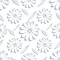 Seamless pattern with 3d chamomille and leaf