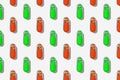 Seamless pattern of 3D red and green pills on a white background. Royalty Free Stock Photo