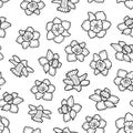 Seamless pattern, daffodils, black and white illustration. Seamless anti-stress coloring. Royalty Free Stock Photo