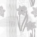 Seamless pattern with daffodils. Hand-drawn illustration.