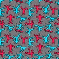 Seamless pattern with dancing figures