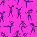 Seamless pattern with dancing women