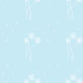 Seamless pattern with dandelions on a blue background. Royalty Free Stock Photo