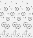 seamless pattern of dandelions with umbrella seeds on a light background Royalty Free Stock Photo