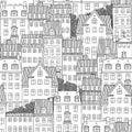 Seamless pattern of Danish style houses