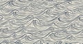 Seamless pattern of dark blue ocean waves on a cream background Royalty Free Stock Photo