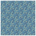 Seamless pattern of dark blue and yellow semi circle elements on marine blue background. Bauhaus style surface design for graphic