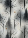 Seamless pattern of a dark winter forest in muted colors Royalty Free Stock Photo